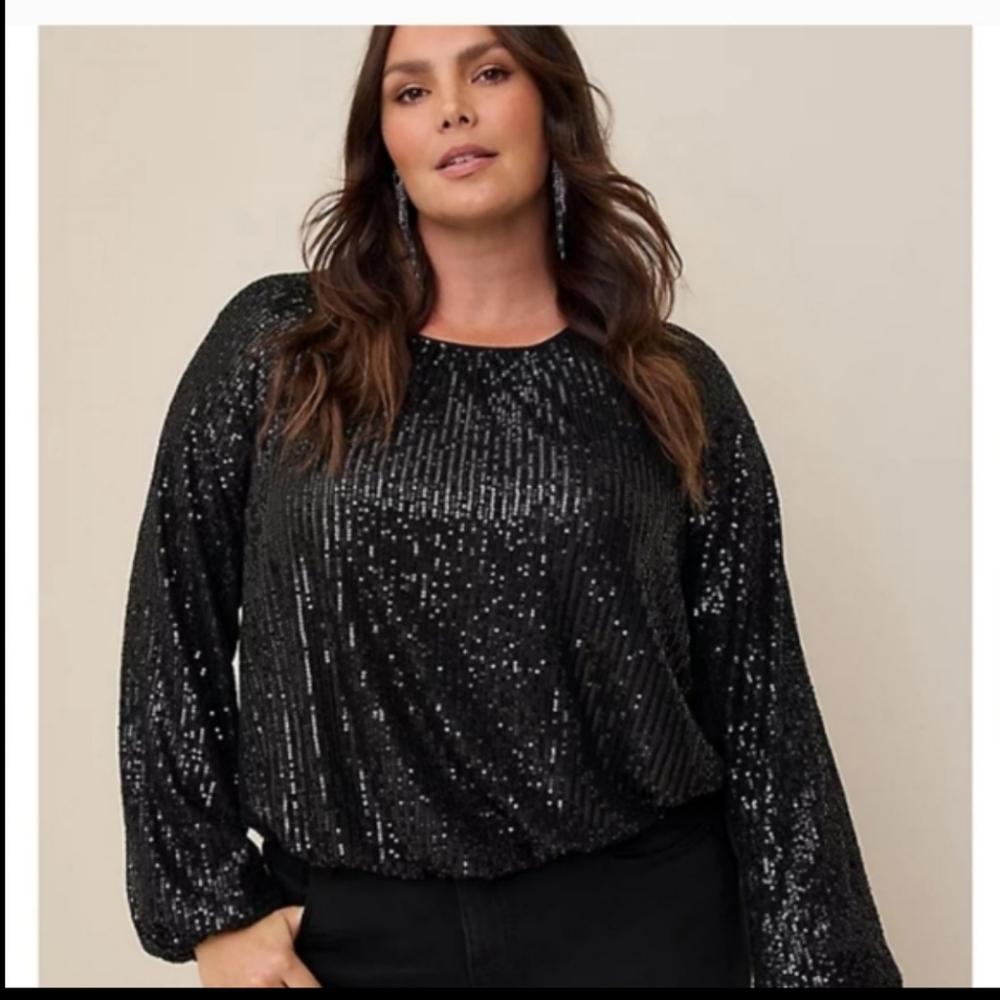 NWT Torrid Sequin Bubble Hem Blouse 3X - Picture 1 of 16